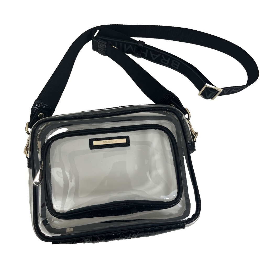 Brahmin Shea Melbourne Collection Black Trim Clear Stadium Event Crossbody Bag